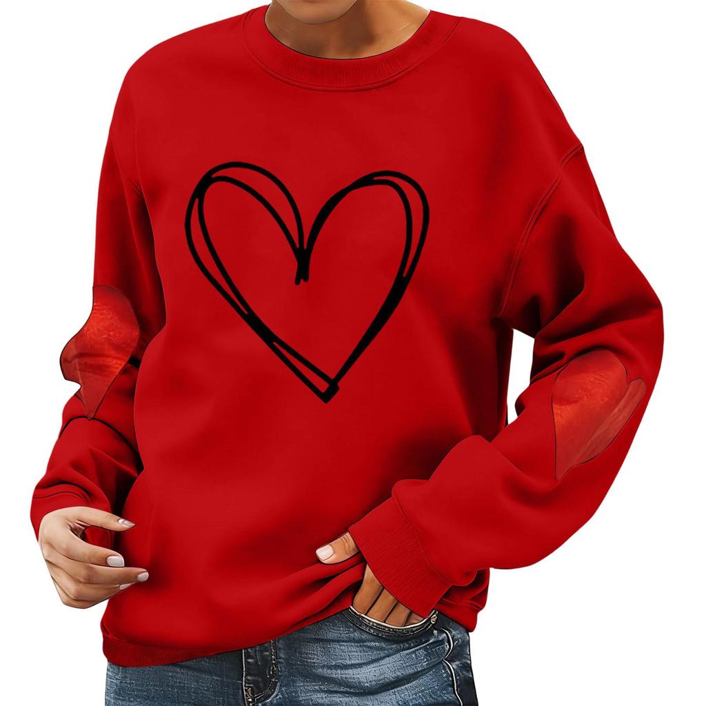 Ladies' Valentine's Day Printed Casual Long Sleeved Sports Hoodie Top