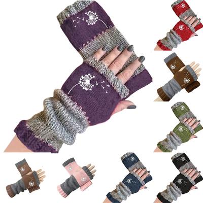 Fashionable Warm Patchwork Embroidered Gloves
