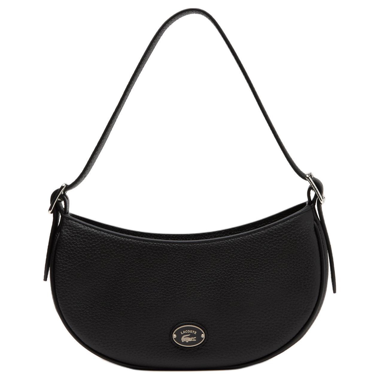 Lacoste Fashion Versatile Leather Tote Shoulder Bag Regular Women bags Black NF4161GZ-000 Black