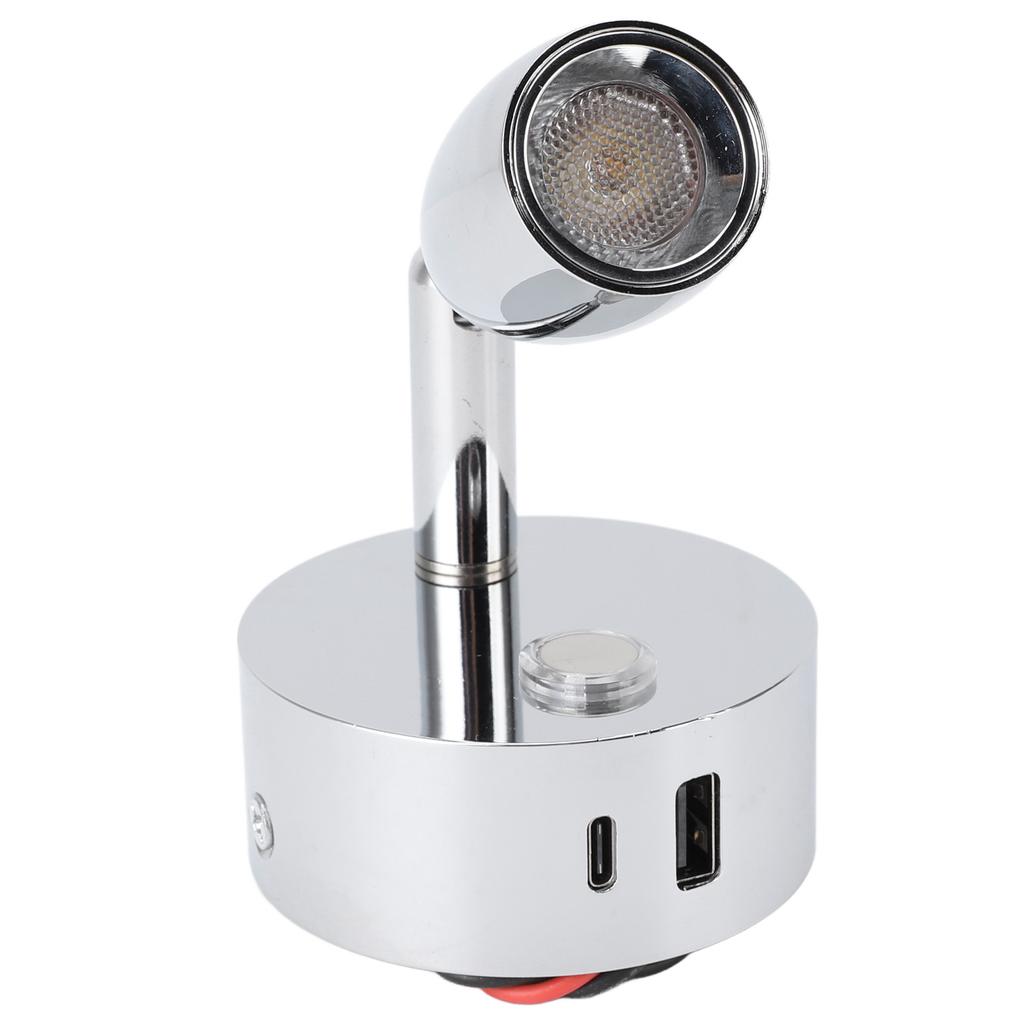RV Reading Lamp USB Port Matte 3 Color Temperature Dimmable Touch Switch RV Reading Wall Sconce