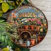 Vintage Wooden Welcome Sign with Garden Bonsai Pattern - Unique Round Sign for Front Door, Wall, Porch Hanging Decor - Ideal Home Hanging Ornament