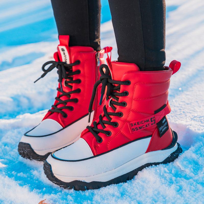 Women's winter fur one thickened padded waterproof cozy warm cold lightweight hiking waterproof non-slip thick-soled snow boots