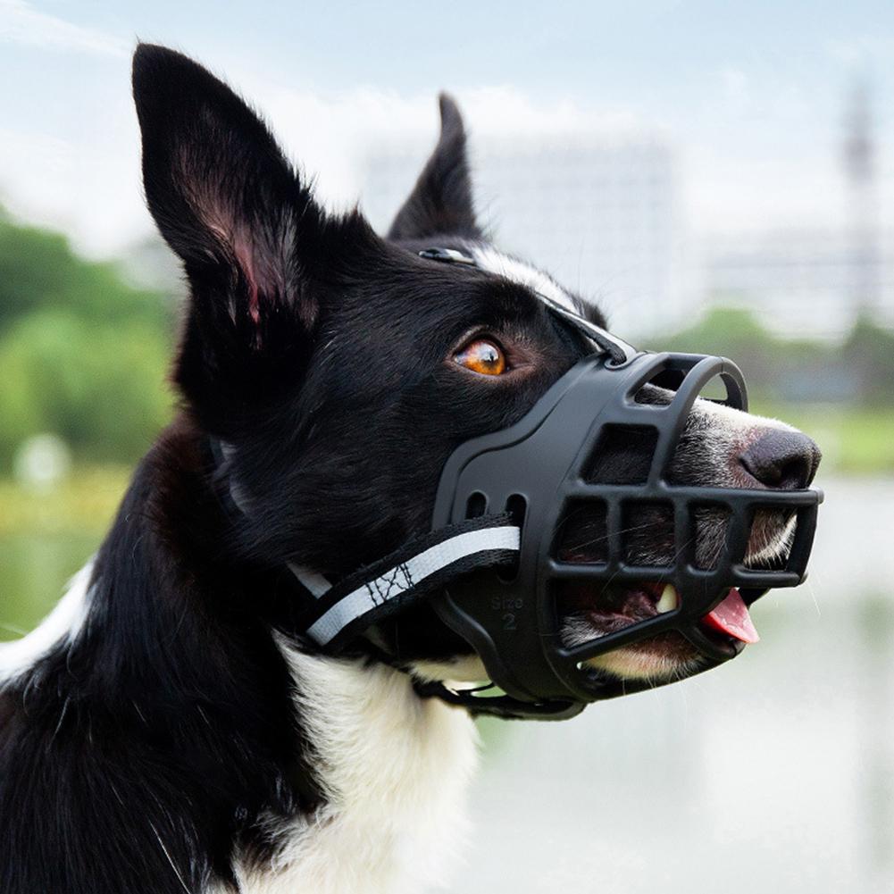 Anti-Biting Dog Mouth Cover With Reflective Strip Adjustable Dog Muzzle Anti-barking Mask Soft Rubber Can Drink Water Dog Accessories