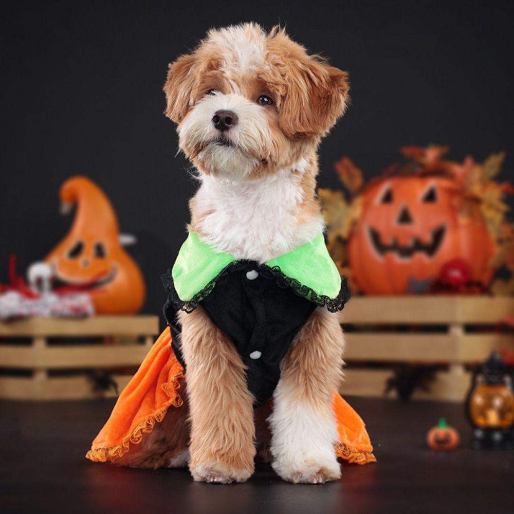 Pumpkin Pattern Halloween Dog Costume Creative Pet Cosplay Costume Dog Pumpkin Dress Cosplay Party
