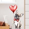 Aquarell Valentinstag Hund mit Ballons Wandaufkleber Selbstklebend Abnehmbar für Schlafzimmer Wohnzimmer Eingangsbereich Heimdekoration