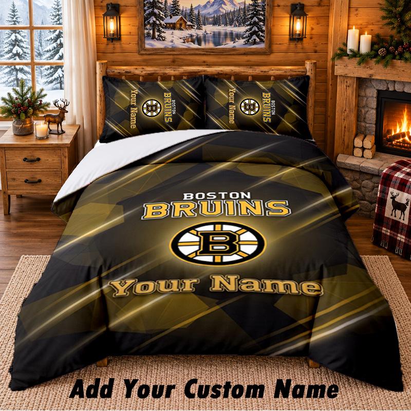 Boston Bruins Pattern Bedding 3Pcs Set
