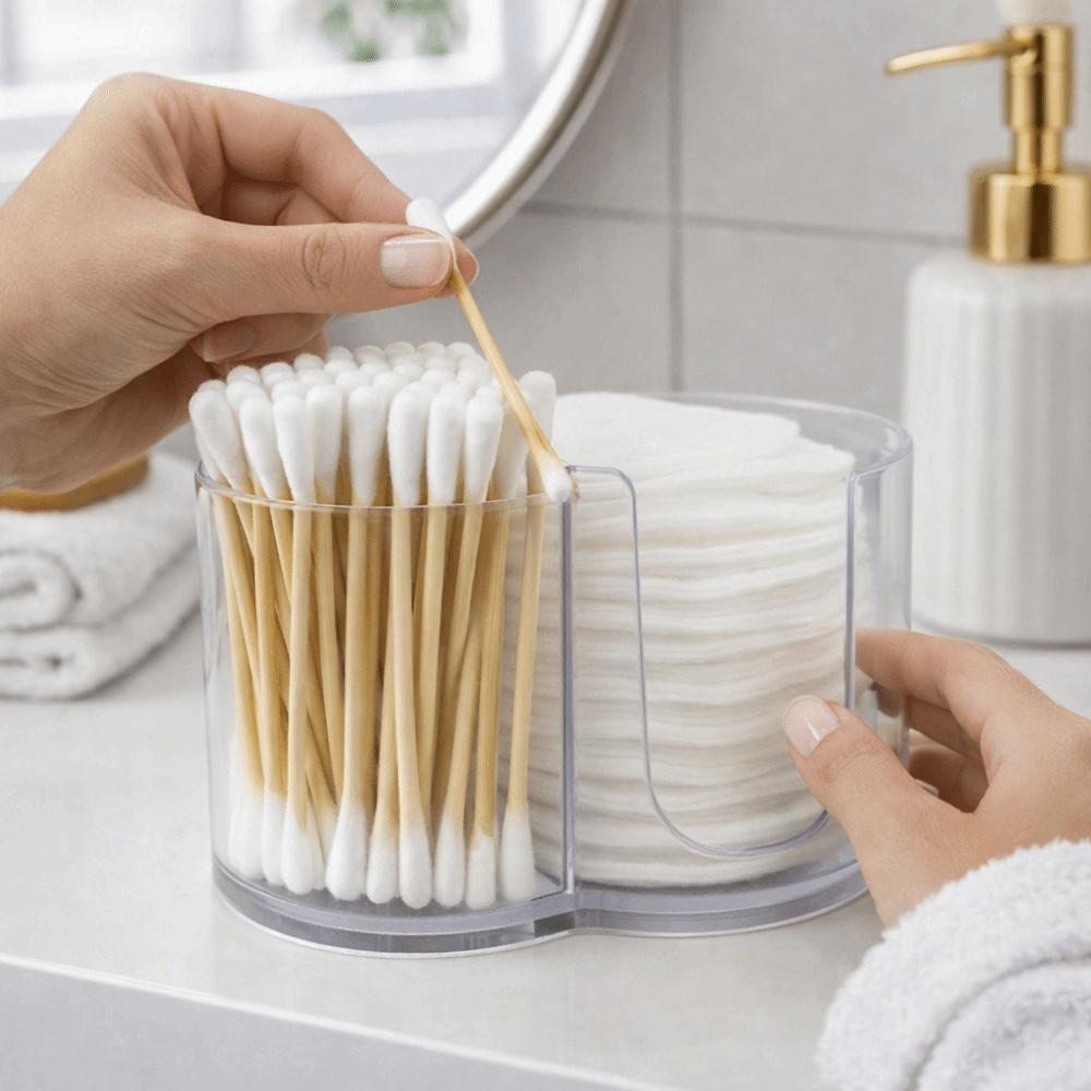 Dust-proof Cotton Swab Box Organizer Large Capacity Cotton Round Pad Holder  Cotton Pad