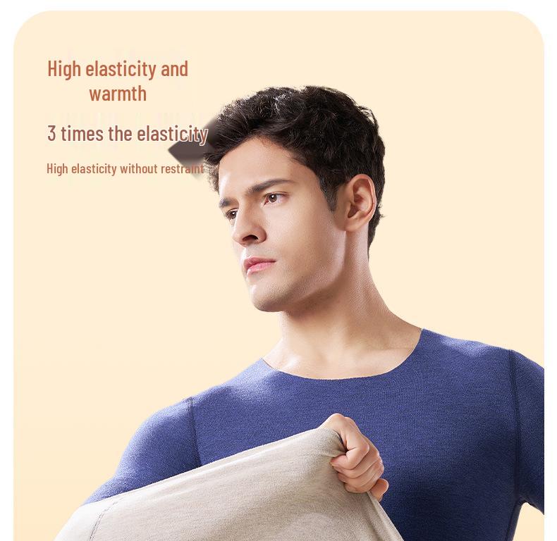 Męski bezszwowy zestaw bielizny antybakteryjnej z podszewką polarową i elastycznym pasem - Czarny (Jesień zima)