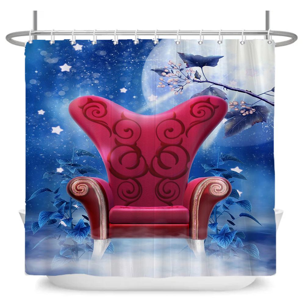 Enchanted Forest Shower Curtain Cartoon Magic Tale Mushroom Wonderland Gothic Shower Curtain Waterproof Bath Decor With Hooks