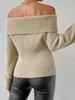 European and American Off-Shoulder Women's Long-Sleeved Knitted Sweater for Autumn and Winter