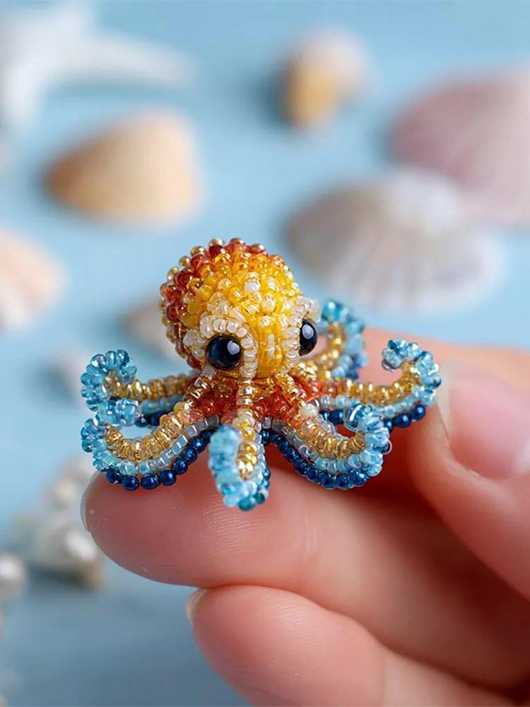 Kreatives Perlenstickerei-Set Mehrzweck Ozean Perlenstickerei DIY-Set Verschleißfest Niedliche Meerestiere Stickerei für Anfänger