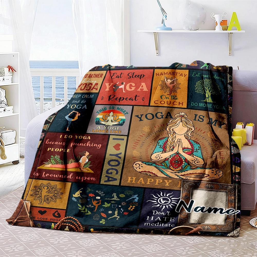 Yoga Theme Customize Your Name Home Blanket S Comfortable Soft Lightweight Allseason Multipurpose Blanket For Picnics Couches Offices Beds Living