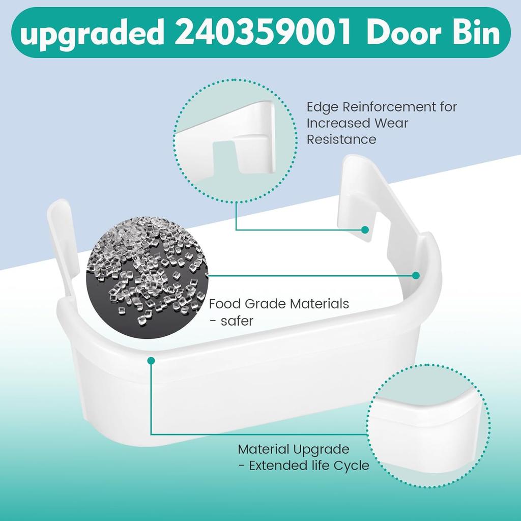 UPGRADED 240359001 Freezer Door Bin Compatible with Frigidaire 240359000 Replacement AP2116072 240359007 Freezer Door Bin, Also Compatible with