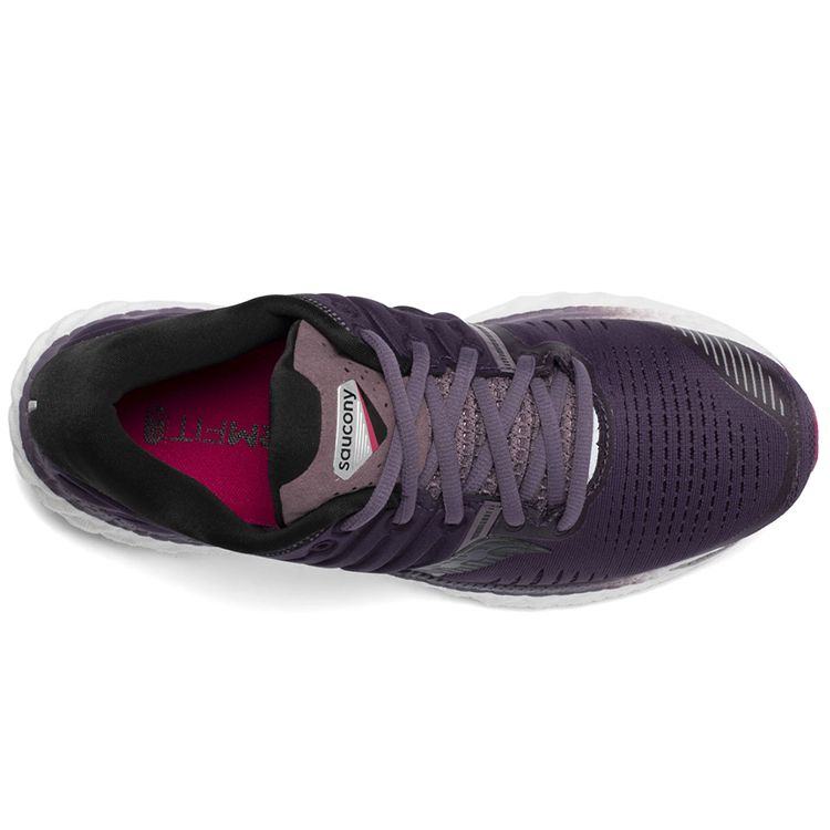 SAUCONY Hurricane 22 Comfortable Mesh Cushioning Lightweight Non-Slip Support Low-Top Running Shoes Women Sneaker Purple Black S10544-20