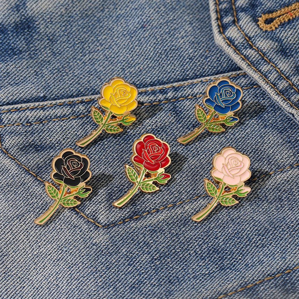 Broșă Elegantă cu Trandafir Accesoriu Broșă Pin Emailat cu Trandafir Accesoriu Floral Elegant pentru Costume de Nuntă și Cadouri de Ziua de Naștere