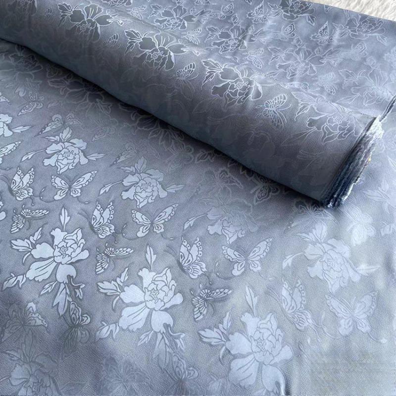 Breathable Mulberry Silk Jacquard Fabric Hollow Flower Luo Silk Fabric for Sewing Traditional Chinese Dress Cheongsam Clothes