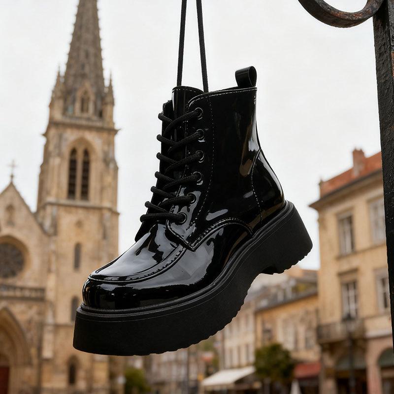 Retro Sweet and Cool Martin Boots Women's Autumn and Winter Velvet New Ins British Style Thick-soled Heightening Short Boots