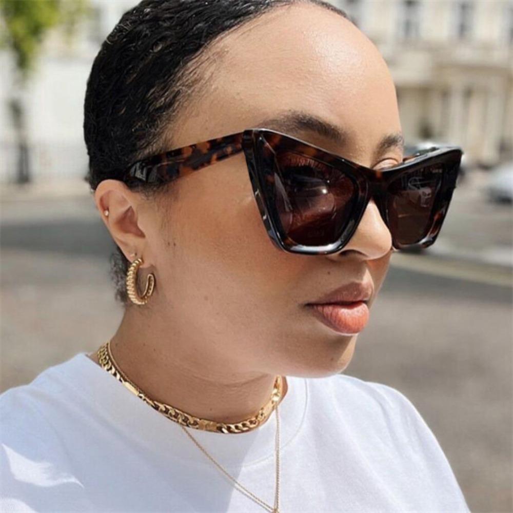 Big Frame Leopard Print Eyewear UV400 Wide Legs Sun Glasses Fashion Cat Eye Sunglasses  Travel