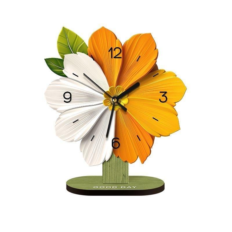 Sunflower Clock Ornament, New High-end Style for Living Room, Sideboard, Table Painting, Bedroom Table Clock
