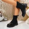 Fashion Aphixta Breathable Round Toe Woman Ankle Boots Shoes Autumn Winter Stretch Fabric Modern Boot Back Lace Up Ladies Shoes