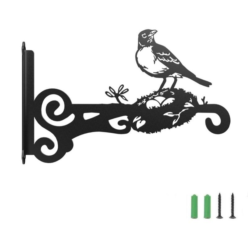 1/2Pcs Heavy Duty Outdoor Hanging Basket Brackets, Iron Plant Hanger Wall Hooks for Bird Feeders, Planters, Lanterns, Fence & Wind Chimes