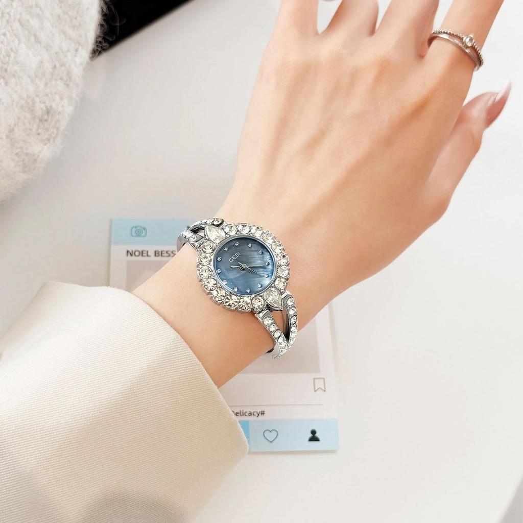 Bracciale Orologio al Quarzo da Donna Lusso Vintage con Girasole e Diamanti, Perfetto con Vestiti per Feste, un Ottimo Regalo per le Donne