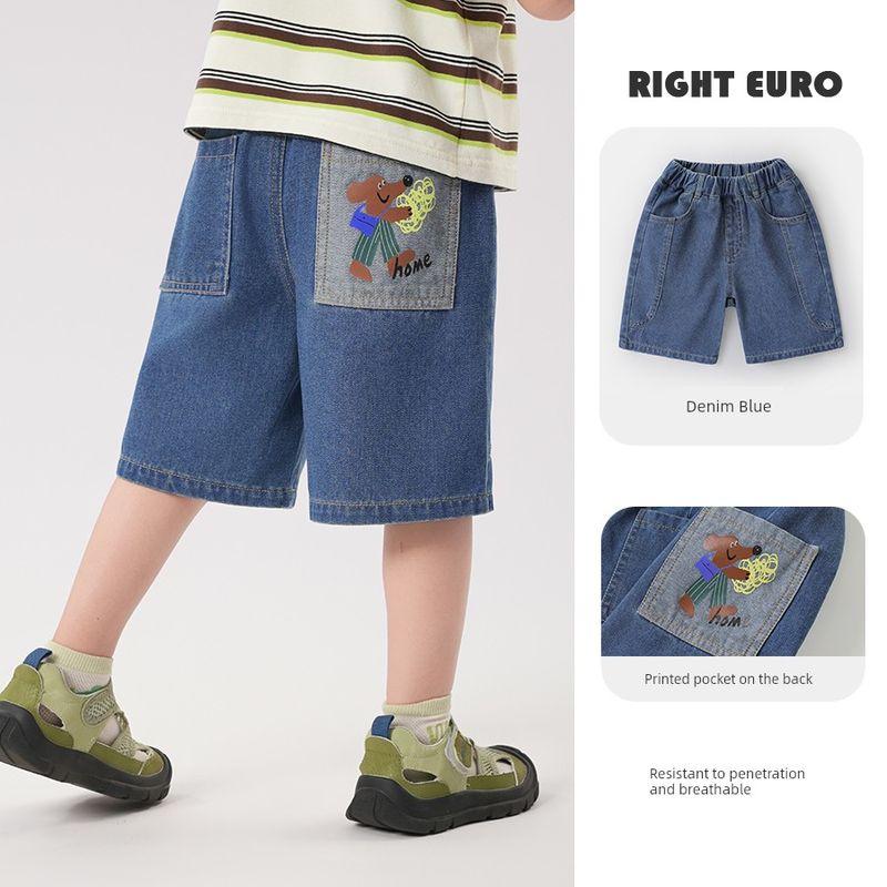 Boys  Denim Shorts, 2025 Summer New Style, Summer Wear, Toddler Children s Clothing, Children s Shorts, Boys  Knee-Length Shorts Cowboy Blue 120cm