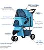 Three-Wheeled Lightweight Pet Stroller for Small and Medium Dogs and Cats, Foldable and Universal Design