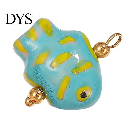 Versatile Jewelry Charm Handmade Ceramic Necklace Pendant, Star Fish Flower Charms with Golden Plated Pendant Findings, Ocean Theme for DIY