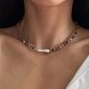 Bohemian Abacus Bead Necklace, Featuring Colorful Natural Stones and Baroque Freshwater Pearls, a Beaded Choker Necklace