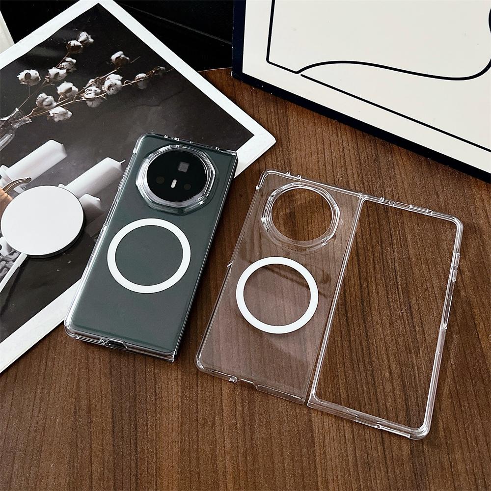 Transparent MagSafe Phone Case For Honor Magic V3 Magnetic Wireless Charging Protective PC Hard Shell Back Cover