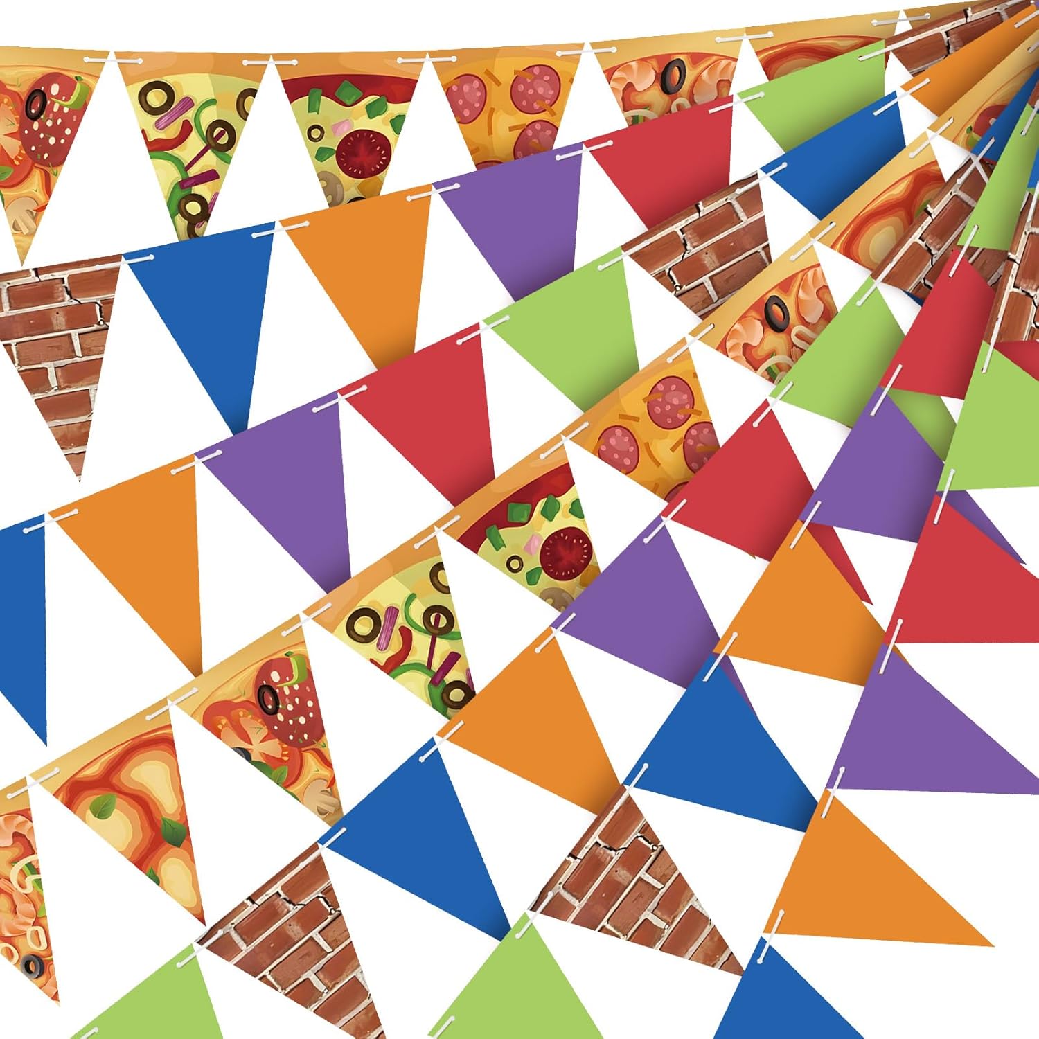 5 Pcs Turtle Party Banners Pizza Birthday Party Decorations Paper Banner Garland Pizza Pennant Flags Green Triangular Flag for Turtle Birthday