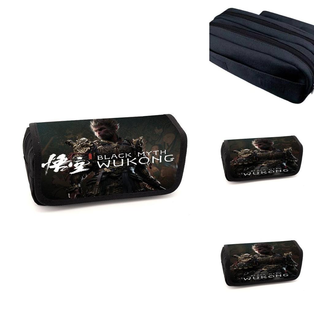 Spacious Black Myth Wu Kong Double Layer Student Storage Bag Oxford Material Design