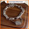 100% Solid 925 Sterling Silver Retro Bracelet for Women Men Vintage Handmade Retro Chain Simple Bracelet Birthday Gift