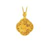 Double-Sided Chinese Peony & Four-Leaf Clover Gold-Plated Necklace