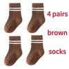 4 Pairs/set Babys Boys Striped Socks Pure Cotton Ribbed Toddler Boys Ankle Socks Pack Soft Kids Accessoies Clothes For 0-5Y Boys