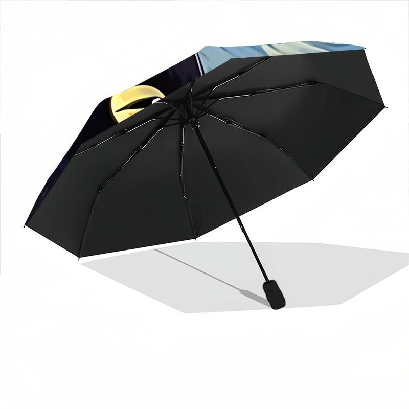 1pc Van Gogh Starry Night Cat Automatic Open 8-Rib Windproof Umbrella, Travel & Commuting, Suitable for All Seasons, Lightweight Portable,058