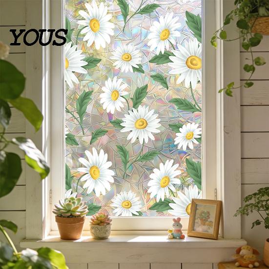 Dekorative Sichtschutzfolie für Fenster, Sonnenfänger, Statische Fensterfolie, Blume Schmetterling Selbstklebender Glasaufkleber, Bürolfolie, Abnehmbare Haftfolie