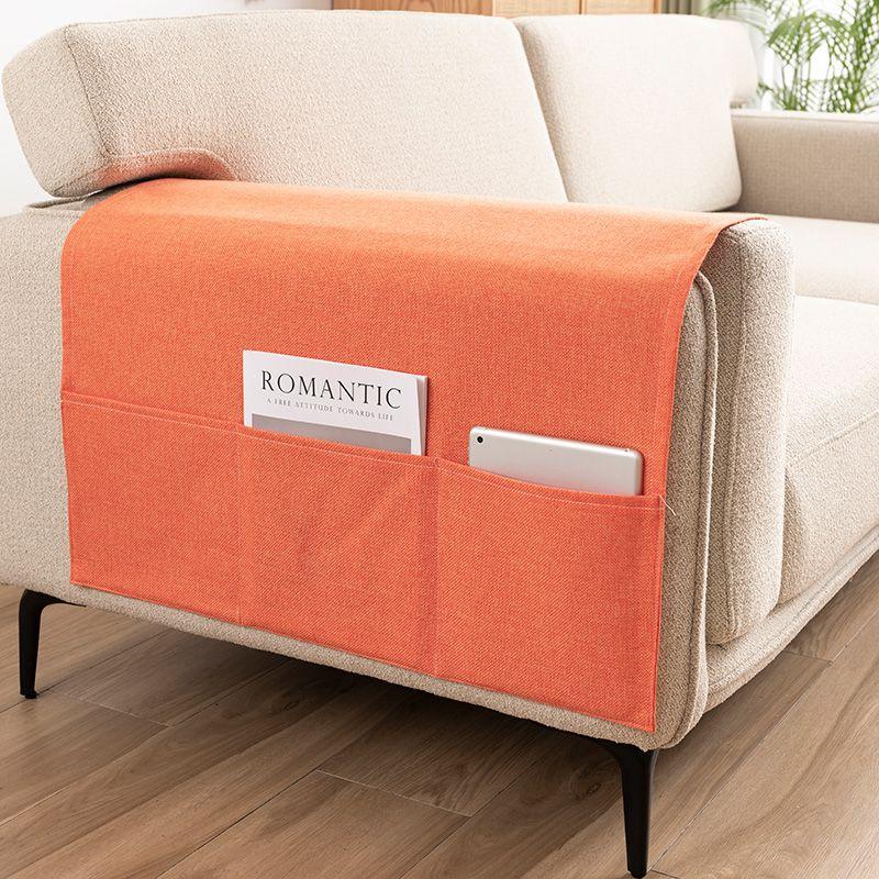 Modern Minimalistisch Baumwolle und Leinen Sofa Armlehnenhandtuch Vier Jahreszeiten Universelle Sofabezug Seitentasche Aufbewahrung Staubschutz Fernbedienung Bücher