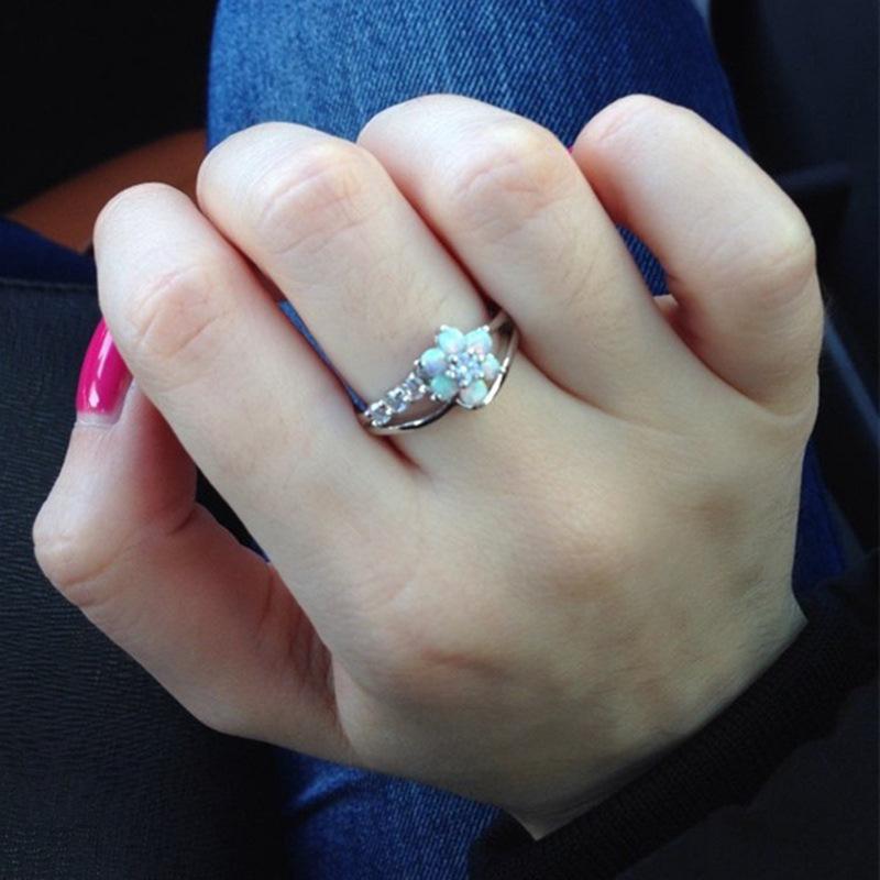 Creative Flower Opal Diamond Ring - Women's Hot-Selling Engagement Jewelry