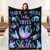 Cozy Sloth Print Plush Throw | Fluffy Animal Blanket for Couch, Bed, Travel & Camping - Kids & Adults Kawaii Pattern For Child