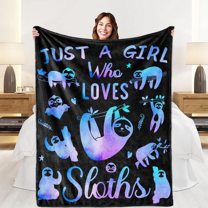 Cozy Sloth Print Plush Throw | Fluffy Animal Blanket for Couch, Bed, Travel & Camping - Kids & Adults Kawaii Pattern For Child
