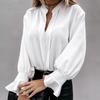 Women's Plus Solid Flounce Sleeve V Neck Plicated Detail Shirt Top