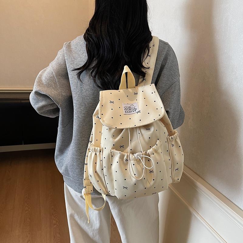 Zaino con Fiocco a Pois e Tracolla Borsa da Scuola Femminile Stile College Studente Universitario Pendolare Borsa da Scuola di Nicchia Piccola per Tempo Libero e Viaggio