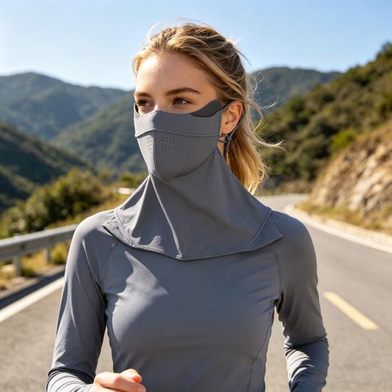Sun Protection Guard Quick-Drying Fabric Ice Silk Face Guard with Breathable Mesh Cooling Fabric Full Coverage Extended Neck Gaiter Face Guard