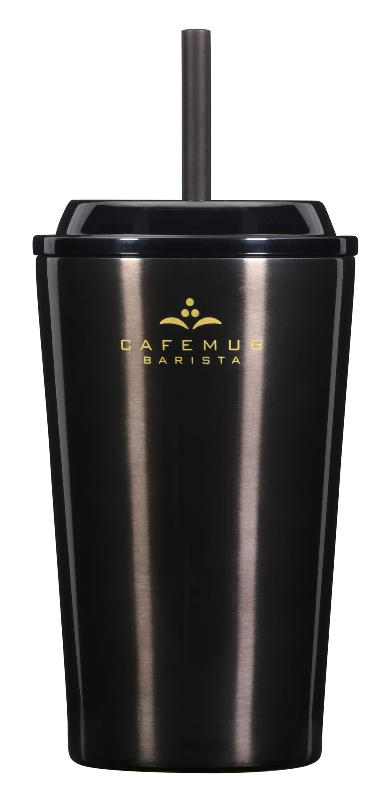 Pearl Metal Straw Vacuum Cafe Mug Barista Cold-Insulated Tumbler, 400ml, Black, Insulated, HC-521 чёрный