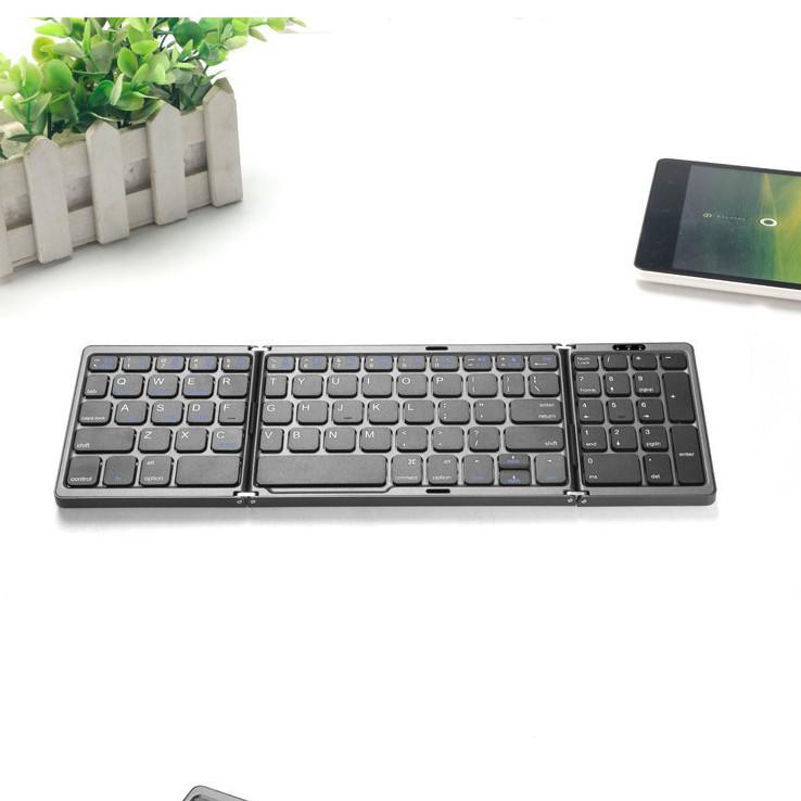 Tragbare dreifach faltbare Bluetooth-Tastatur für Mobiltelefon, Tablet & Laptop