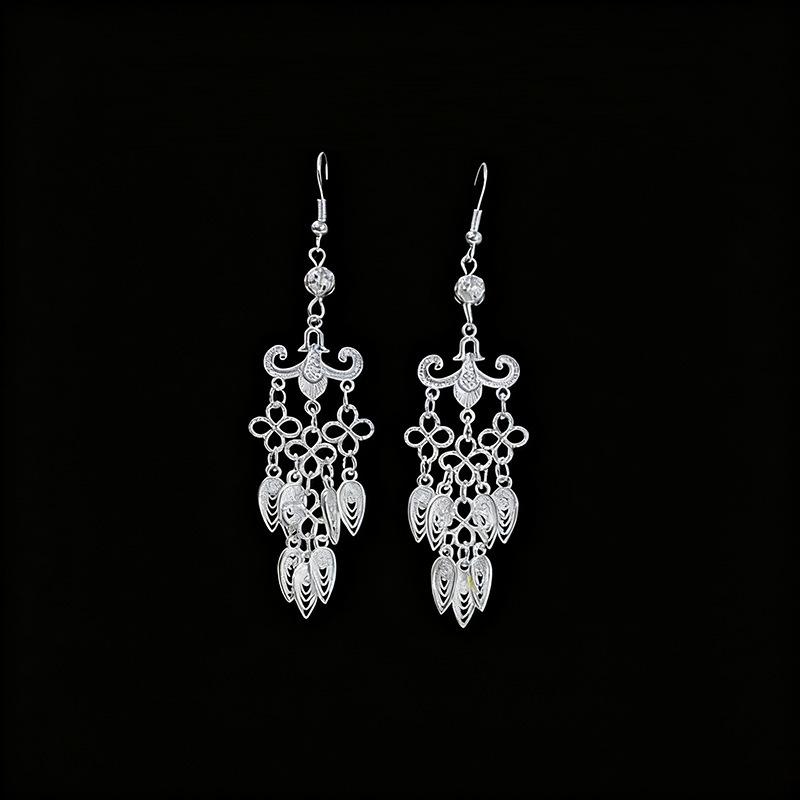 Ethnic style earrings Alloy silver-plated Miao ethnic minority Dong Yi earrings Earrings