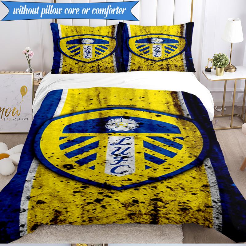 3PCS Leeds Crest Design Printed Soft Bedding Set,Including 1pc Duvet Cover And 2pcs Pillowcases Perfect for Bedroom, Dormitory, Fan gift