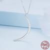 S925 Sterlingsilber Halbmond Anhänger Halskette für Frauen Geburtstagsgeschenk Pavé-Fassung Zirkonia Exquisiter Feinschmuck